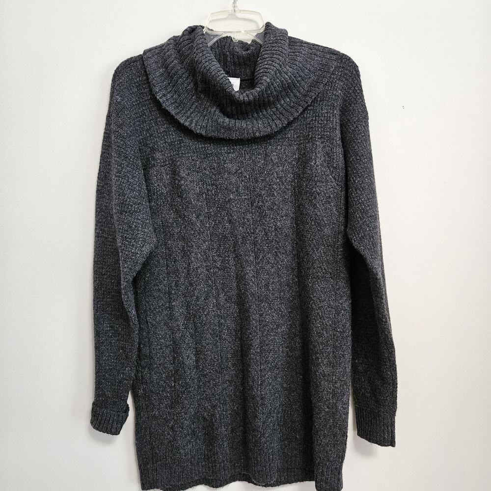 CAbi Womens Tunic Sweater Dress size Small Gray Cowl Neck Long Sleeve